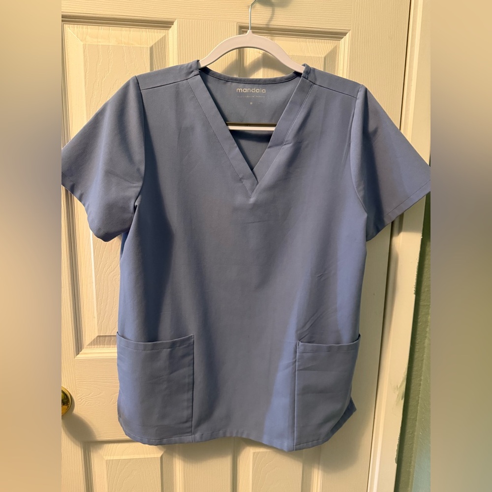 Mandala powder blue Scrub Top retired color M